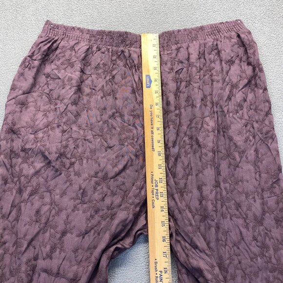 J Jill Women Pants Size 2X Purple Embroidered Pockets Pull On 90s,Rayon USA,VTG - Picture 5 of 9